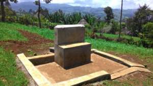 A newly completed water point waiting for fencing