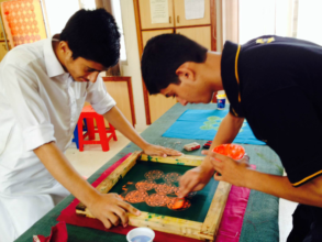 Students hard at work at screen printing training