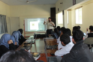 Trainees attending a textile designing class