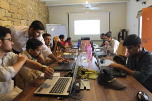 Deaf trainees during computer operations training