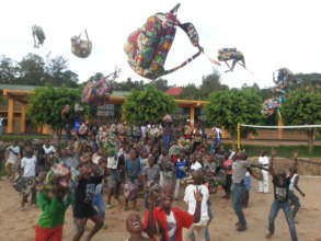 when the boys received the school bags, The joy...