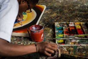 Salvator doing painting