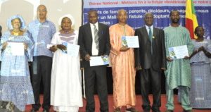 Health workers receiving certificates