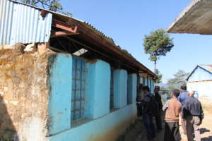 A look at some outer wall damage of the school