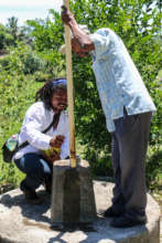 Inspecting the school well