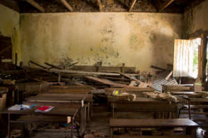 Damaged furniture in the current classrooms