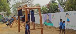 children at monkey bars - jungle gym
