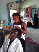 RACHEL in her Hair Saloon with Client