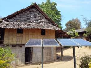 Solar panels collecting energy for lighting