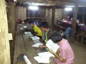 Studying at night with the help of solar lighting