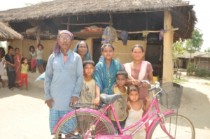 High school girl with her family