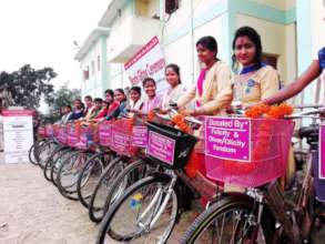Girls with the bicycle gift