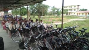 Bicycles arranged for the gifting ceremony