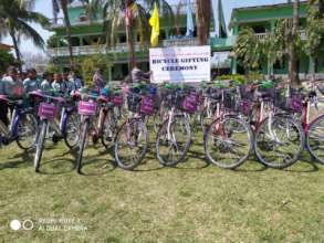 Bicycles arranged for gifting the girls