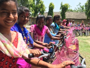 High school girls after receiving the bicycle gift