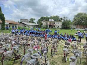 Girls waiting for the ceremony in school premises