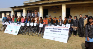 Recipient girls with the bicycles