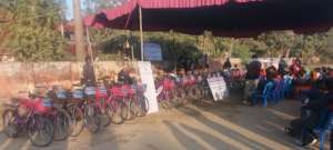 A bicycle distribution ceremony