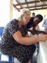 Mireille & Gill planning a second sewing workshop