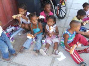 Hungry Kids enjoy a meal