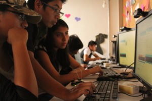 Ana and Daisy working on their project