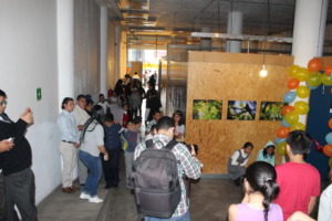 Attendees waiting for the ribbon cutting