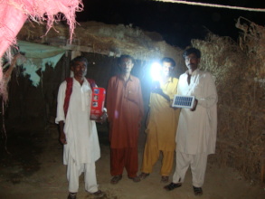Solar light in night at village