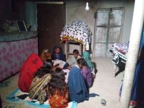 Children studying in night