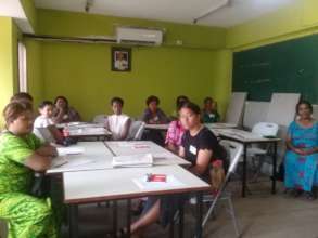 young women at workshop