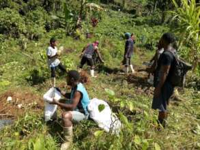 Youth working together cultivating village farm