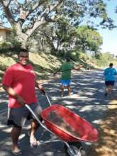 Setting out to help with gardening activities