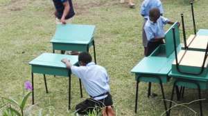Checking out their new desks