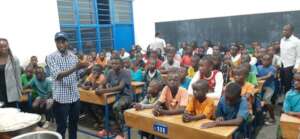Children having supper at Muko school, Rwanda