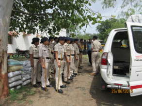 Police gear up for a raid in Ratlam,Madhya Pradesh