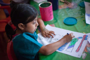 A San Antonio preschooler hard at work