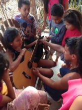 Playing the guitar