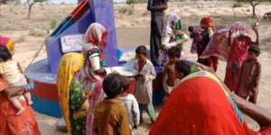 Celebration of a new water well in Thar