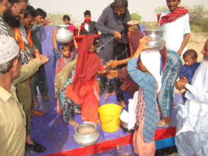 Children and women of Thar are happy to get water.