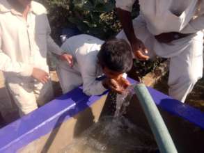 Children Drinking Water from Water Well