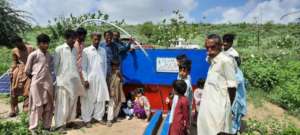 People are happy after water emerged from the well