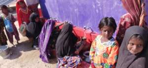 The little girls are happy to find safe water
