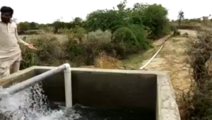 Water supplied to huts and fields.