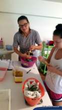 Barbora and Sierra feeding the baby parrots