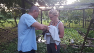 Dr Duane & Angie with the barn owl