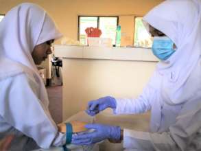 Nursing students working together