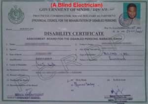 Sample disability certificate (credits: Google)