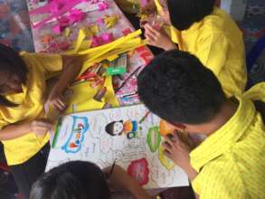 Youth leaders prepared posters for the campaign