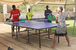 Eric coaching a young girl