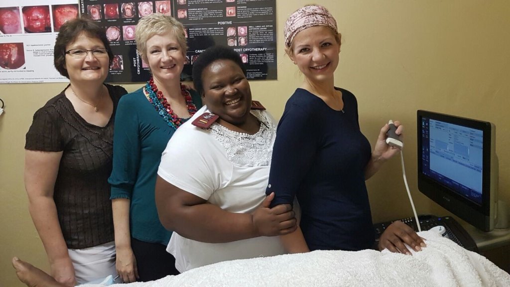 Staff Nurse, Sonja Botha (right), in training.