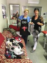 Receiving a donation of bras for patients